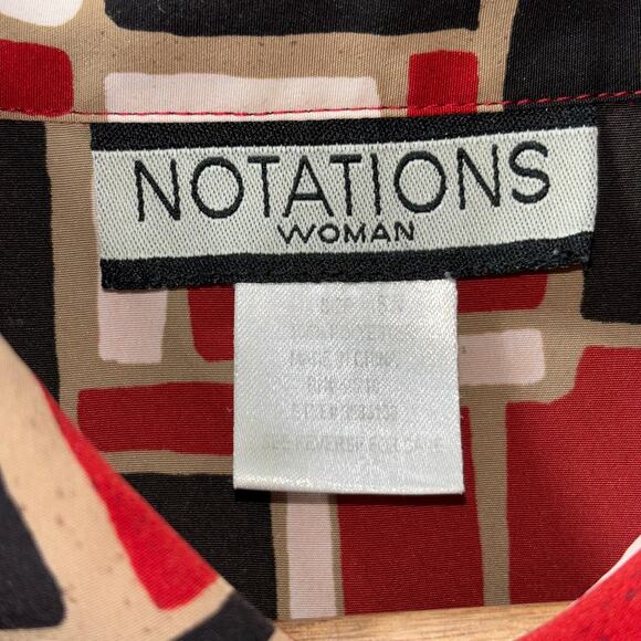 Vintage Notations Red Geometric Pattern Button down Short Sleeve Blouse 18w - Picture 4 of 4